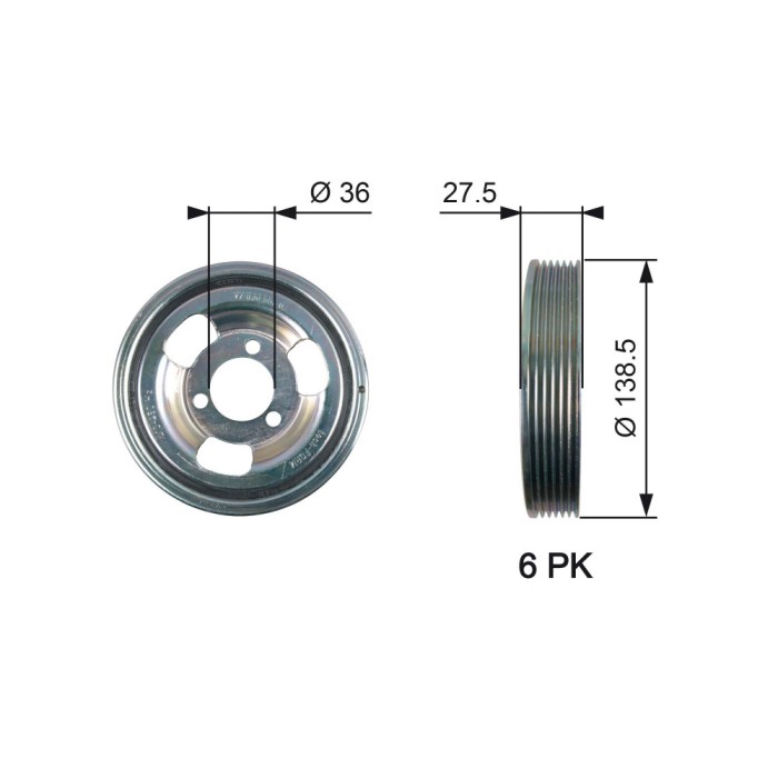 GATES TVD1117 DriveAlign&reg; Fulie curea, arbore cotit