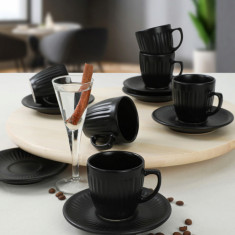 Set cesti de cafea, Keramika, 275KRM1650, Ceramica, Negru mat