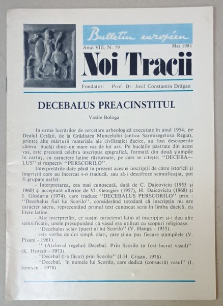 NOI TRACII , REVISTA FONDATA DE JOSIF CONSTANTIN DRAGAN , NR.79, 1981