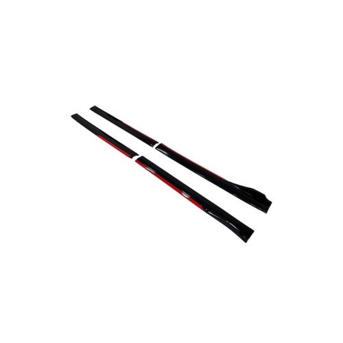 Set prelungiri ornament praguri laterale tuning culoare Negru Lucios-Rosu Cod: PRG1012 Automotive TrustedCars