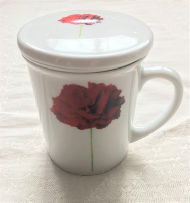 Infuzor / Cana ceai - cu infuzor + capac - portelan foto