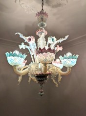 Candelabru Ca Rezzonico, Art Deco, sticla Murano, iluminat lux vintage