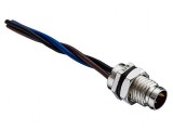Conector M8 tată cu 3 pini pentru montare pe panou cu piuliță din față