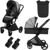 Carucior Transformabil 2 in 1 Skiddou Nasjo Normandic Dream, Gri. Landou+Sport, Aluminiu, Pliabil, Accesorii incluse: husa ploaie, sac picioare