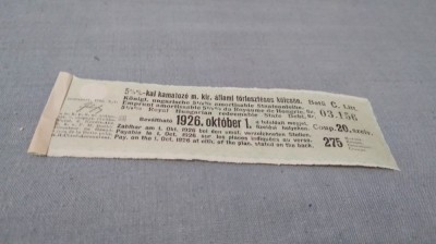CUPOANE /BON DE TREZORERIE CU REDUCERE 1926 UNGARIA foto