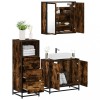 Gossi set mobilier de baie, 3 piese, stejar fumuriu, lemn prelucrat