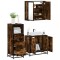 Gossi set mobilier de baie, 3 piese, stejar fumuriu, lemn prelucrat