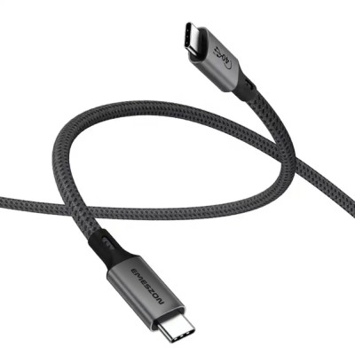 Cablu Date si Incarcare Tip C 100W-240W USB-C 4.0, Emeszon&amp;reg;, Audio Video 8K 4K 60Hz, Date 40 Gbps Type-C x 2, 20V, 5A, 1m, negru foto