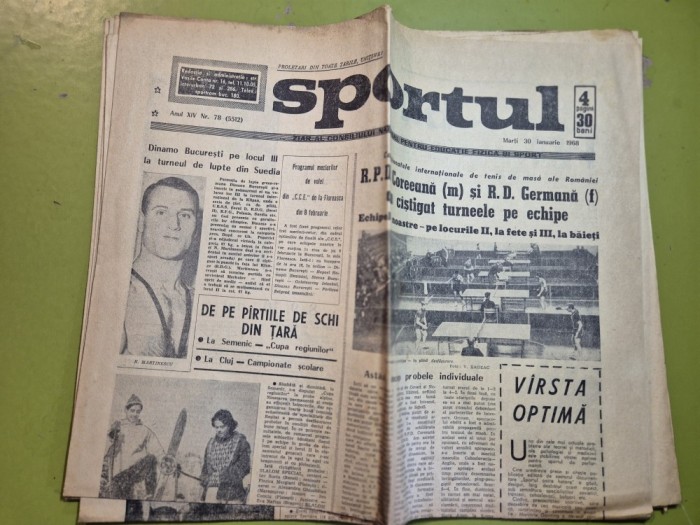 ziarul sportul 30 ianuarie 1968 - articolul initiative argesene ,box,ciclism,schi