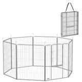 PawHut Spațiu de joacă pentru animale de companie, Gard pentru c&acirc;ini, Loc de joacă pentru animale de companie, ajustabil flexibil, Oțel inoxidabil | A