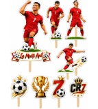Set 8 Toppere Model Ronaldo pentru Tort, Carton Foliat