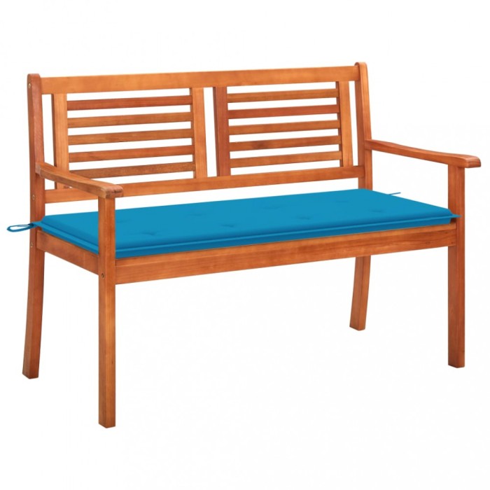 vidaXL Bancă grădină 2 locuri, cu pernă, 120 cm, lemn masiv eucalipt 3060973