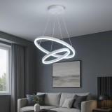 Lustra LED suspendata cu telecomanda CASIANA 69W, 2 Cercuri, lumina Rece/Calda/Neutra, Dimabila, Alb, Inaltime Reglabila
