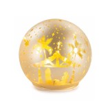 Sfera decorativa Craciun sticla aurie cu led 9.5x9 cm