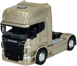 Macheta camion Scania v8 r730 cap tractor cu doua axe scara 1/64 auriu