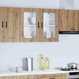 vidaXL Dulap de bucătărie cu ușă sticlă din stejar artizanal &bdquo;Porto&rdquo;. 854096