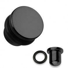 Plug pentru ureche din oțel 316L de culoare neagră, bandă elastică neagră, diverse lățimi - Lățime: 3 mm