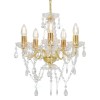 Gossi candelabru cu margele de cristal, auriu, rotund, 5 x e14