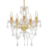 VidaXL Candelabru cu mărgele de cristal, auriu, rotund, 5 x E14