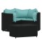 Set mobilier relaxare gradina 4 piese cu perne poliratan negru