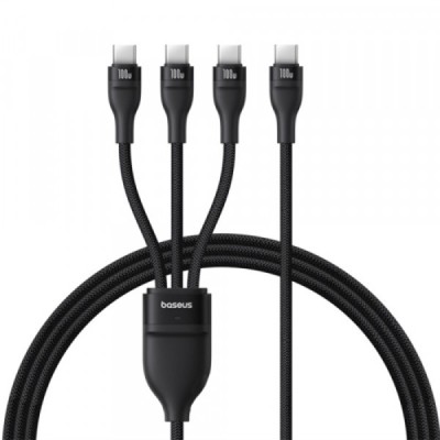 Cablu Incarcare USB-C - 3 x USB-C Baseus Flash Series III 3in1, 100W, 1.5m, Negru P10377503111-00 foto
