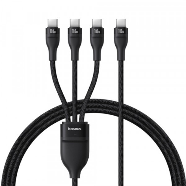 Cablu Incarcare USB-C - 3 x USB-C Baseus Flash Series III 3in1, 100W, 1.5m, Negru P10377503111-00