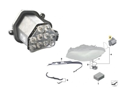 Modul LED BMW Seria 5 (F10/F11), 12.2009-08.2017, partea dreapta, pentru semnalizare fata; LED, foto