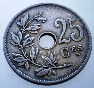 7.476 BELGIA 25 CENTIMES 1908 BELGIQUE foto