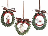 Set 3 ornamente brad Craciun polirasina multicolora cm 6,5 x 8 H
