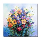 Cumpara ieftin Tablou 3D living, dormitor, Pansele, pictat manual, 80x80cm ulei pe panza, Valentin Pop