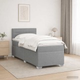 Cumpara ieftin Pat boxspring cu saltea Gri deschis 80 x 200 cm Tesatura