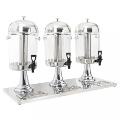 vidaXL Dozator triplu de suc, oțel inoxidabil, 3 x 8 L