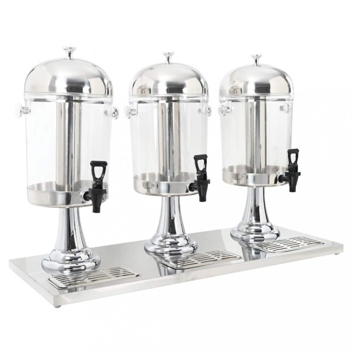 Dozator triplu de suc, oțel inoxidabil, 3 x 8 L