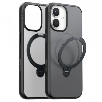 Husa MagSafe pentru Apple iPhone 17, Torras, Ostand Spin, Neagra foto