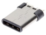 Mufă USB-C Verticală USB 3.1 Aurită 5A