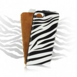 Husa Piele Neagra Tip Carte Zebra Apple iPhone 5/5S Slim Flip Premium