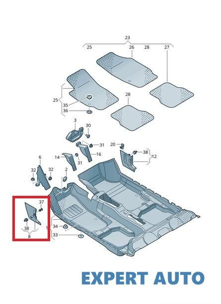 Capac prag interior Volkswagen POLO (2009-&gt;)[6R]