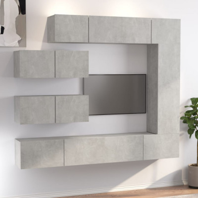 vidaXL Set dulapuri TV, 7 piese, gri beton, lemn prelucrat foto