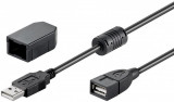 Cablu extensie USB 2.0 A tata - USB 2.0 A mama, capac protectie, 2m, negru, Goobay