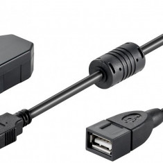 Cablu extensie USB 2.0 A tata - USB 2.0 A mama, capac protectie, 2m, negru, Goobay