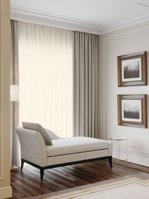 Set perdea tip tesatura in cu rejansa transparenta cu ate pentru galerie, Rio de Janeiro, Madison, 400x215 cm, Crem, 2 buc foto
