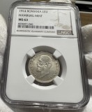1 Leu 1914 Hamburg, Romania, NGC MS63