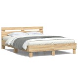 Gossi cadru de pat cu tablie si led, stejar sonoma, 150x200 cm