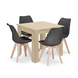 Cumpara ieftin Set masa pentru sufragerie/living + 4 scaune Mark negru, Artool, lemn, stejar sonoma, 80x80x75 cm, Leobert
