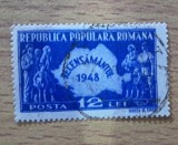 Timbru Romania 1948 Recensamantul Poporului 12 Lei Albastru Stampilat - RO1