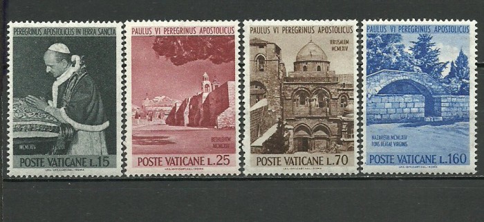 Vatican 1964 - pelerinajul papei Paul VI, serie neuzata