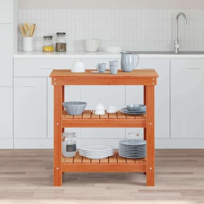vidaXL Banc de lucru Maro ceruit 78.5 x 50 x 80 cm Lemn masiv de pin 865374 foto