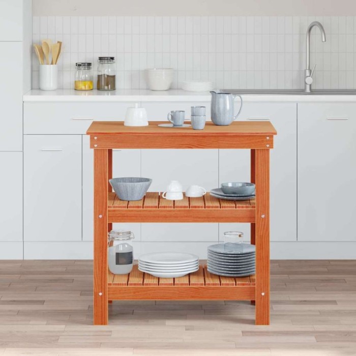 vidaXL Banc de lucru Maro ceruit 78.5 x 50 x 80 cm Lemn masiv de pin 865374
