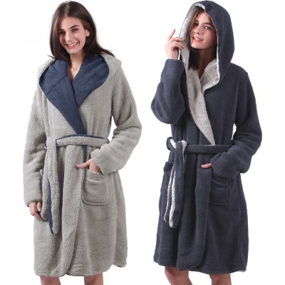 Halat de baie reversibil pentru femei Jemidi, M, Albastru / Gri, Poliester, 55057.04.2 foto