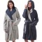 Halat de baie reversibil pentru femei Jemidi, M, Albastru / Gri, Poliester, 55057.04.2